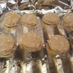 Dog biscuits on a baking tray